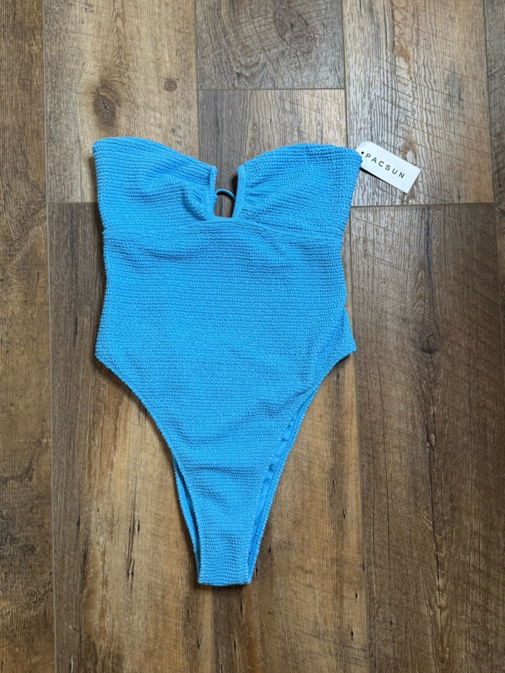 Pacsun Eco Blue Scrunch Elsa Strapless One Piece Swimsuit, Size Small